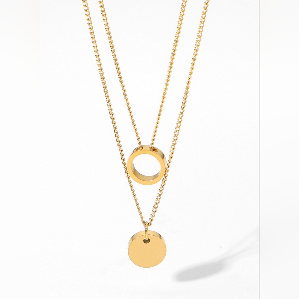 14K Circle Pendant Gold Dainty Necklace